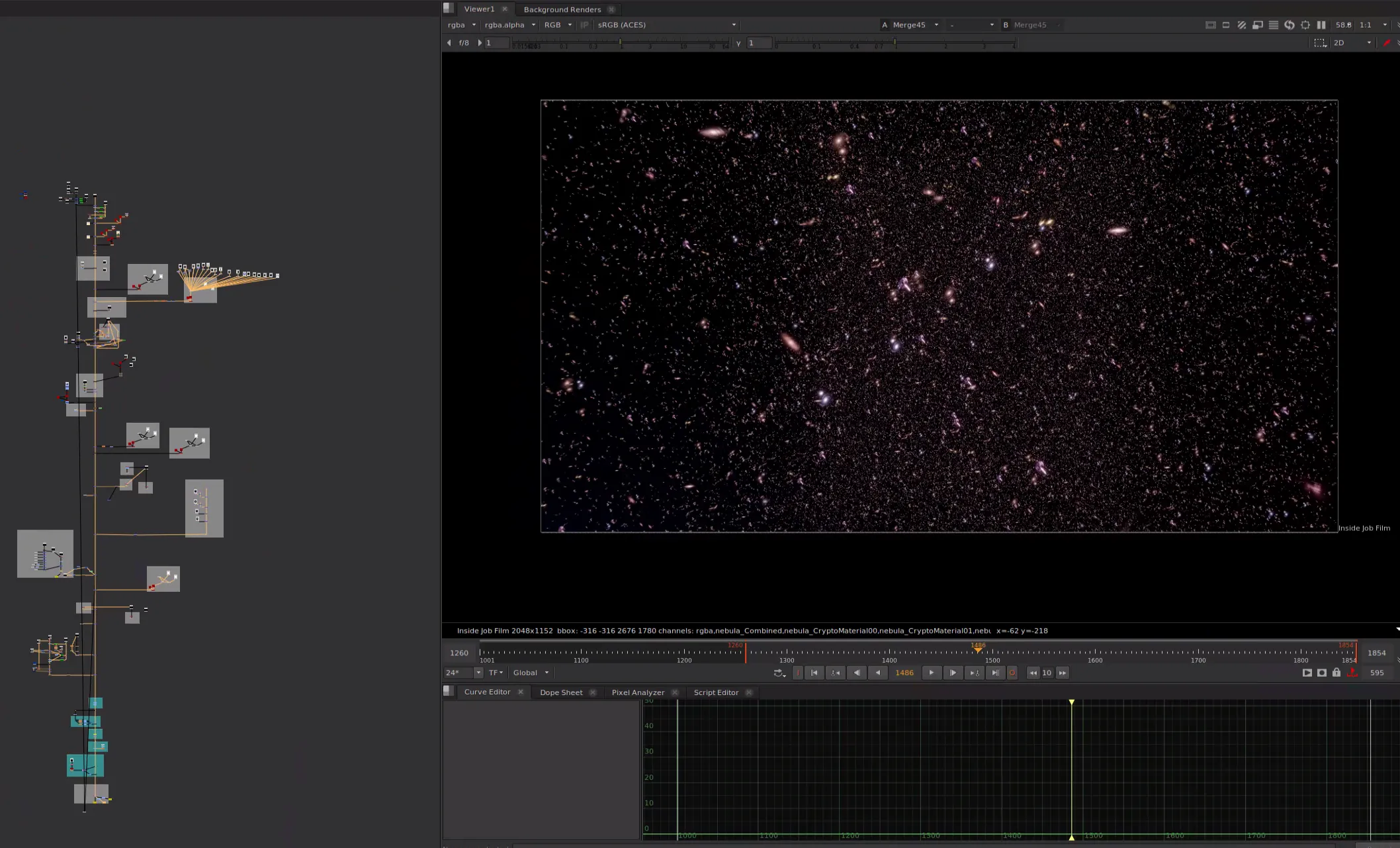 Headspace — Galaxy pullout compositing node graph in Nuke
